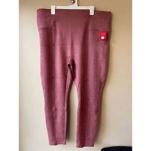 Spanx Faux Suede Leggings in Rich Rose Women's Size 3X Petite